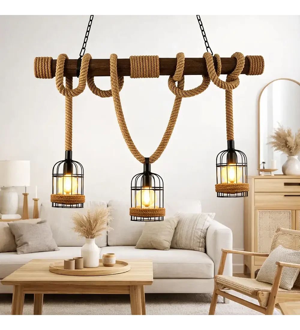 Lampara Colgante Cuerdas 3 Luces L05