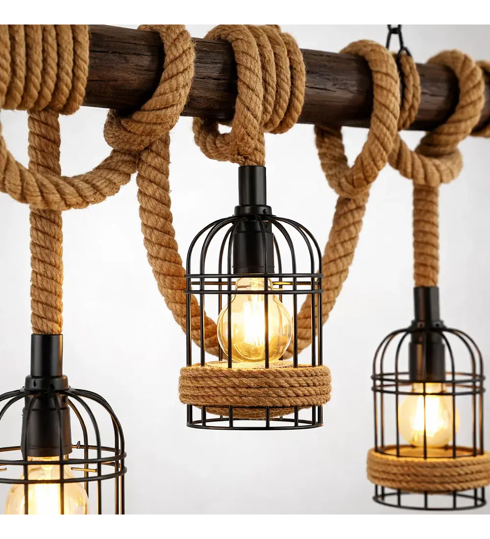 Lampara Colgante Cuerdas 3 Luces L05