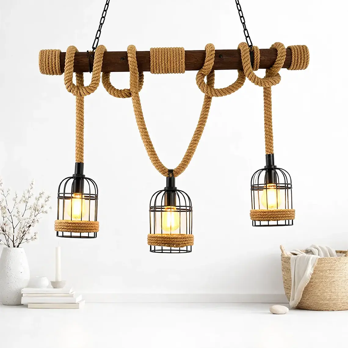 Lampara Colgante Cuerdas 3 Luces L05 2
