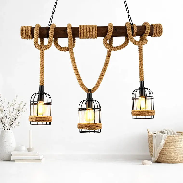 Lampara Colgante Cuerdas 3 Luces L05 2