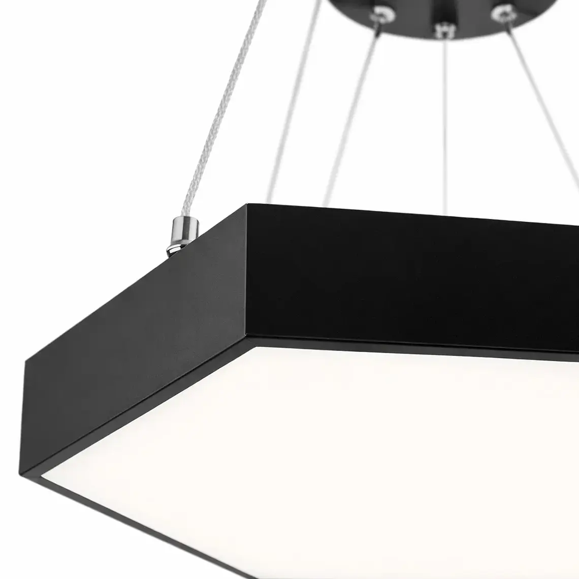 Lampara Led Moderna Colgante 48w 600mm Negra 6000k Modelo Hexagono Cerrado Sudeep Konnergie 4