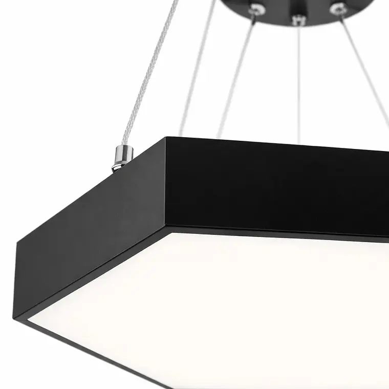 Lampara Led Moderna Colgante 48w 600mm Negra 6000k Modelo Hexagono Cerrado Sudeep Konnergie 4