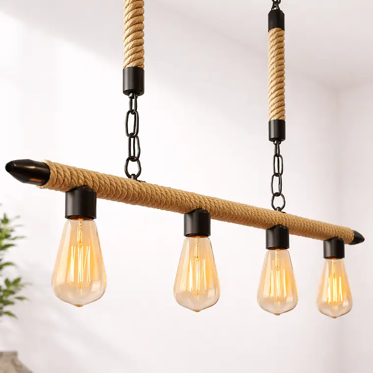 Lampara De Techo Porta Ampolleta E27 X4 Modelo Yute Vasumati Konnergie 2