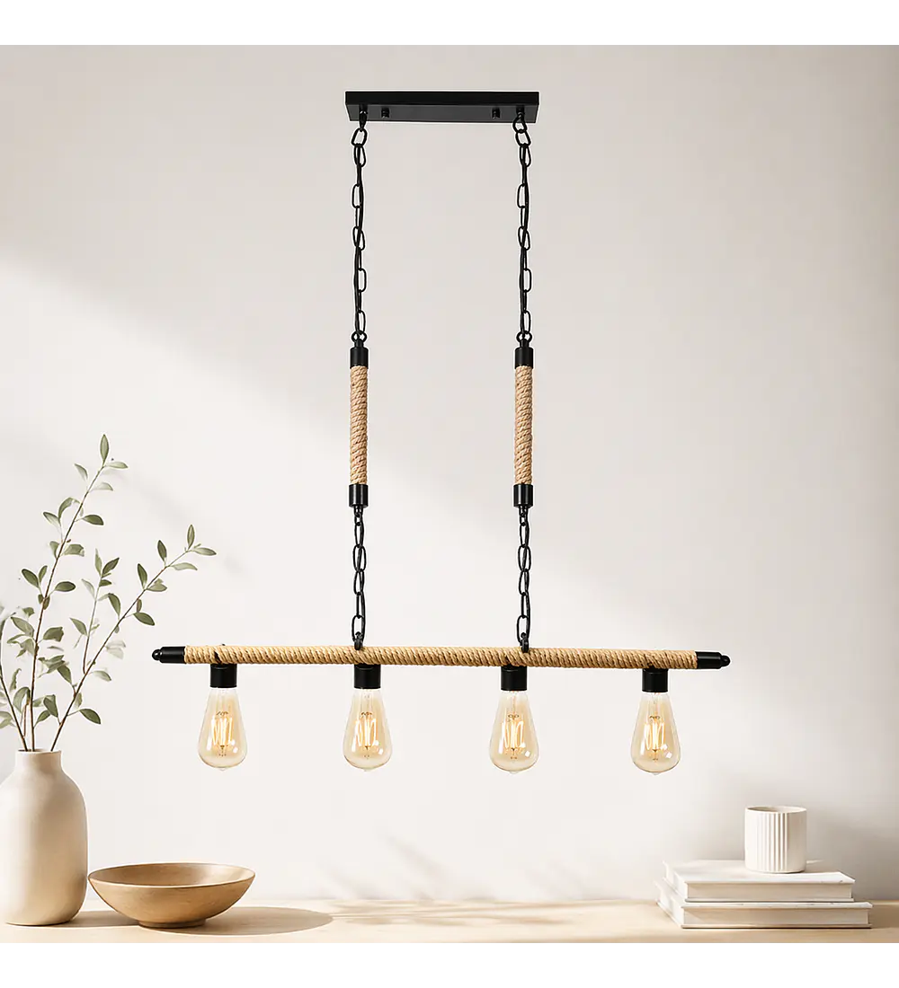 Lampara De Techo Porta Ampolleta E27 X4 Modelo Yute Vasumati Konnergie