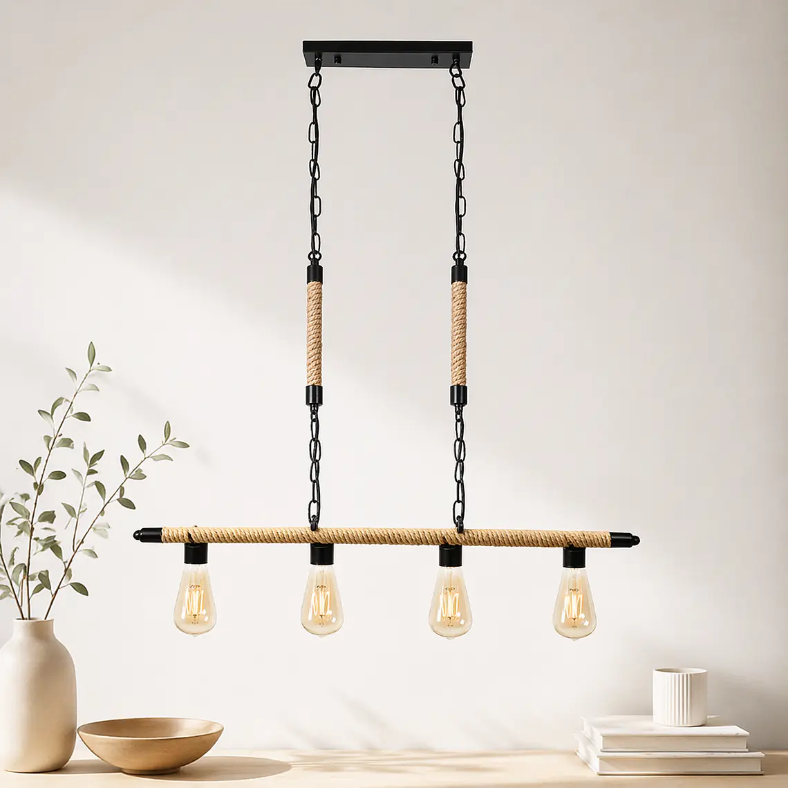 Lampara De Techo Porta Ampolleta E27 X4 Modelo Yute Vasumati Konnergie 4