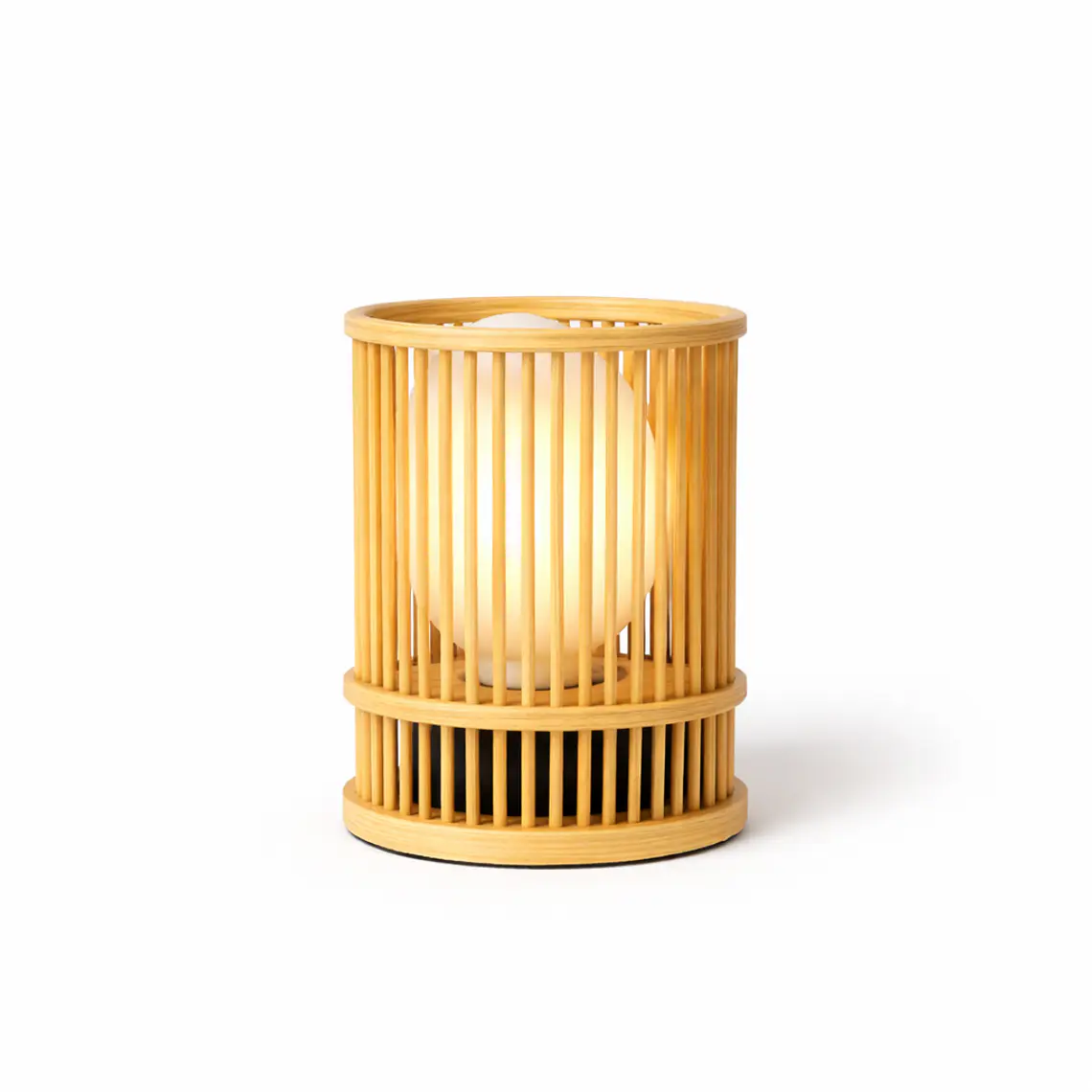 Lampara De Mesa Bamboo Cilindrica 1
