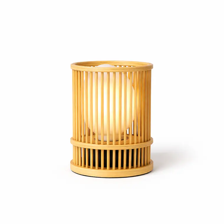 Lampara De Mesa Bamboo Cilindrica 1