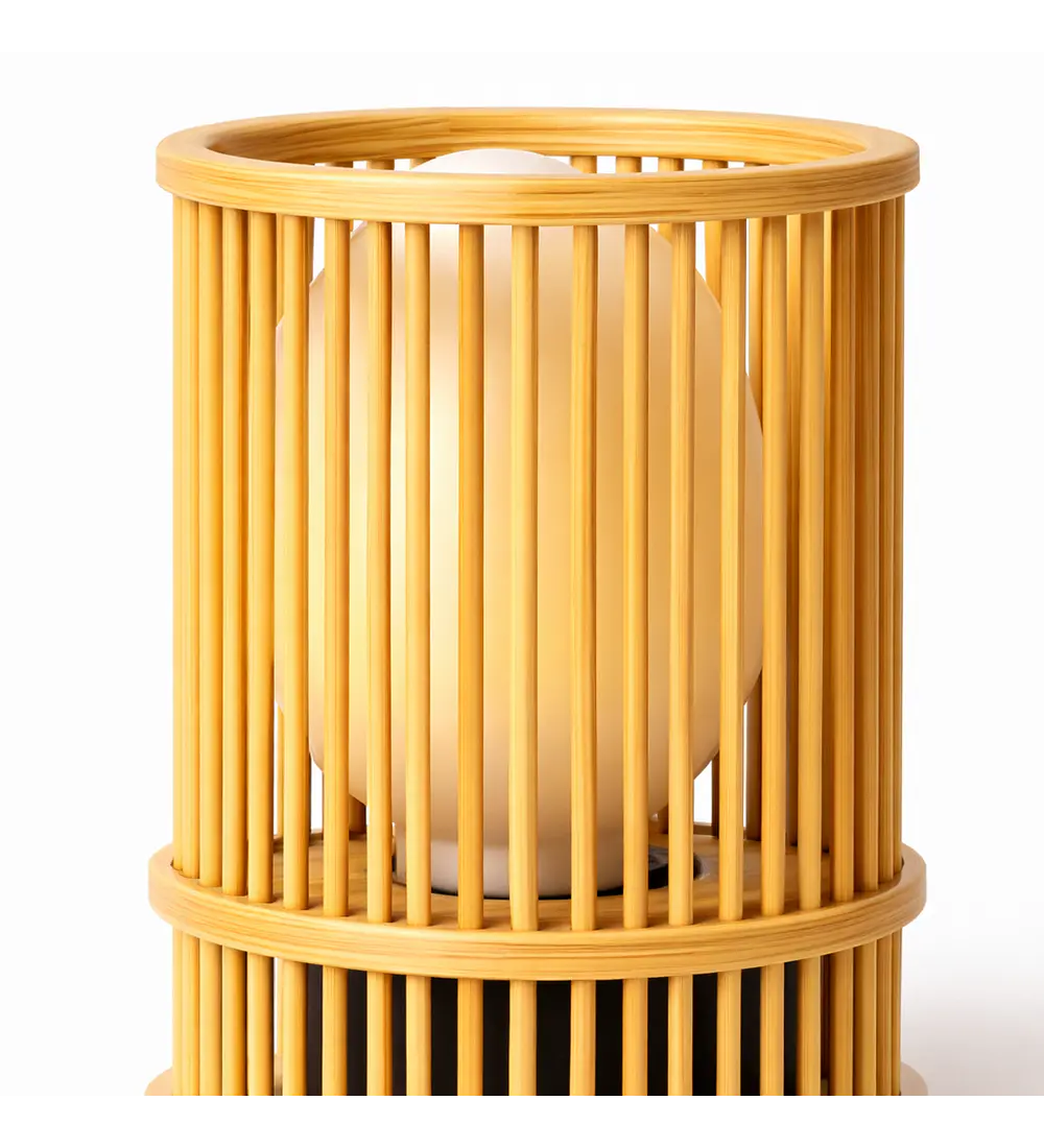 Lampara De Mesa Bamboo Cilindrica