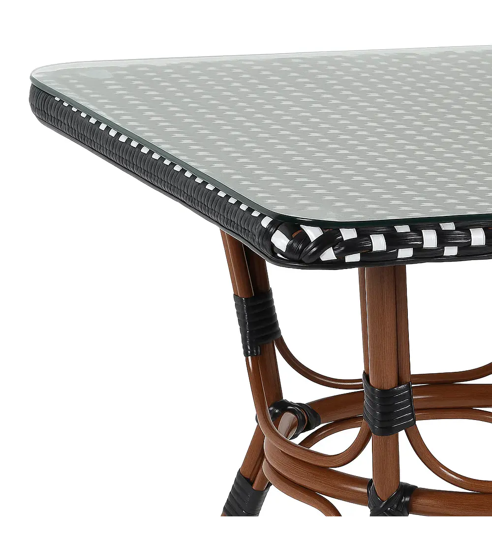 Mesa Bistro Parisino con Metál y Rattan Sintético