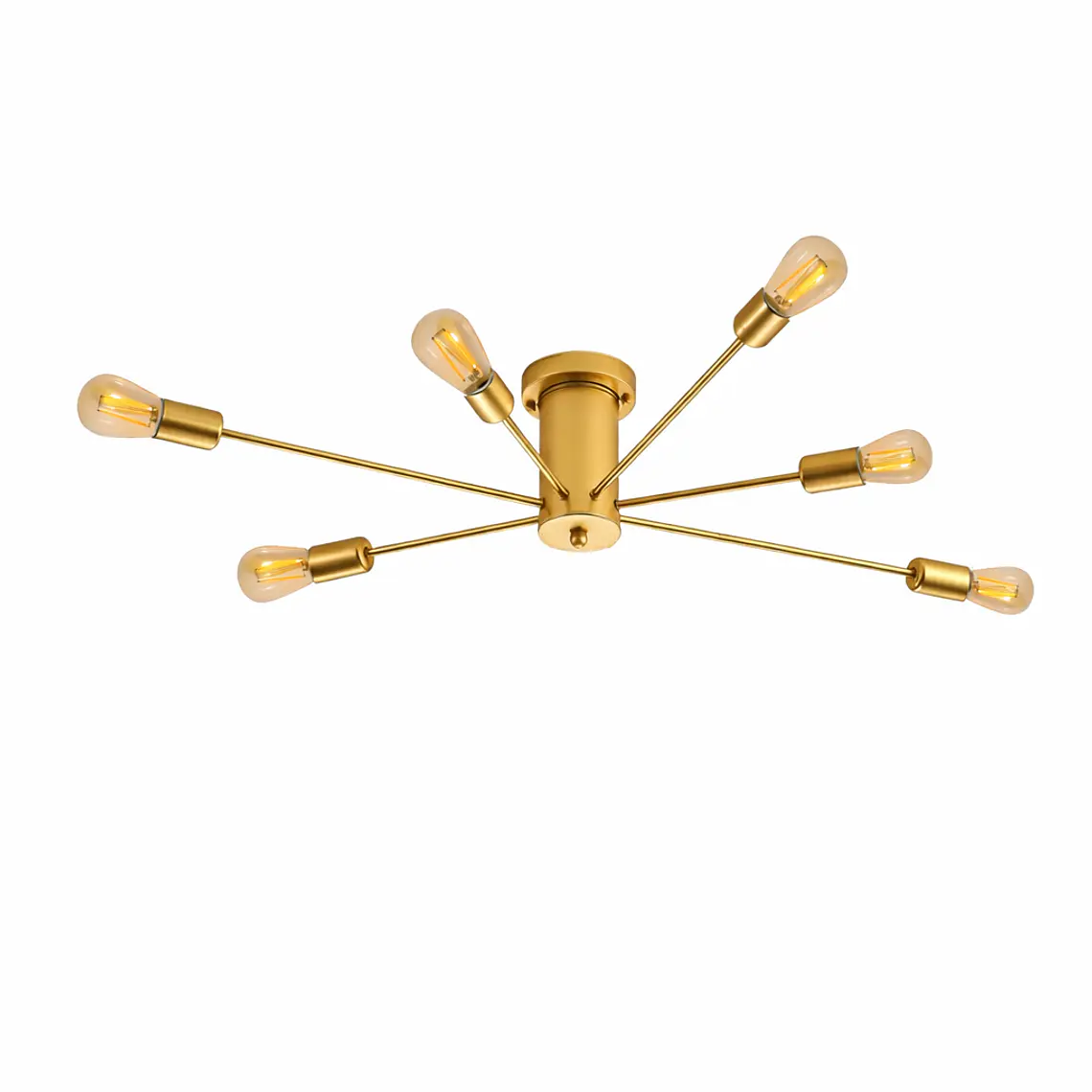 Lampara De Techo Dorada 6 Porta Ampolleta E27 Modelo Mirach Konnergie 1