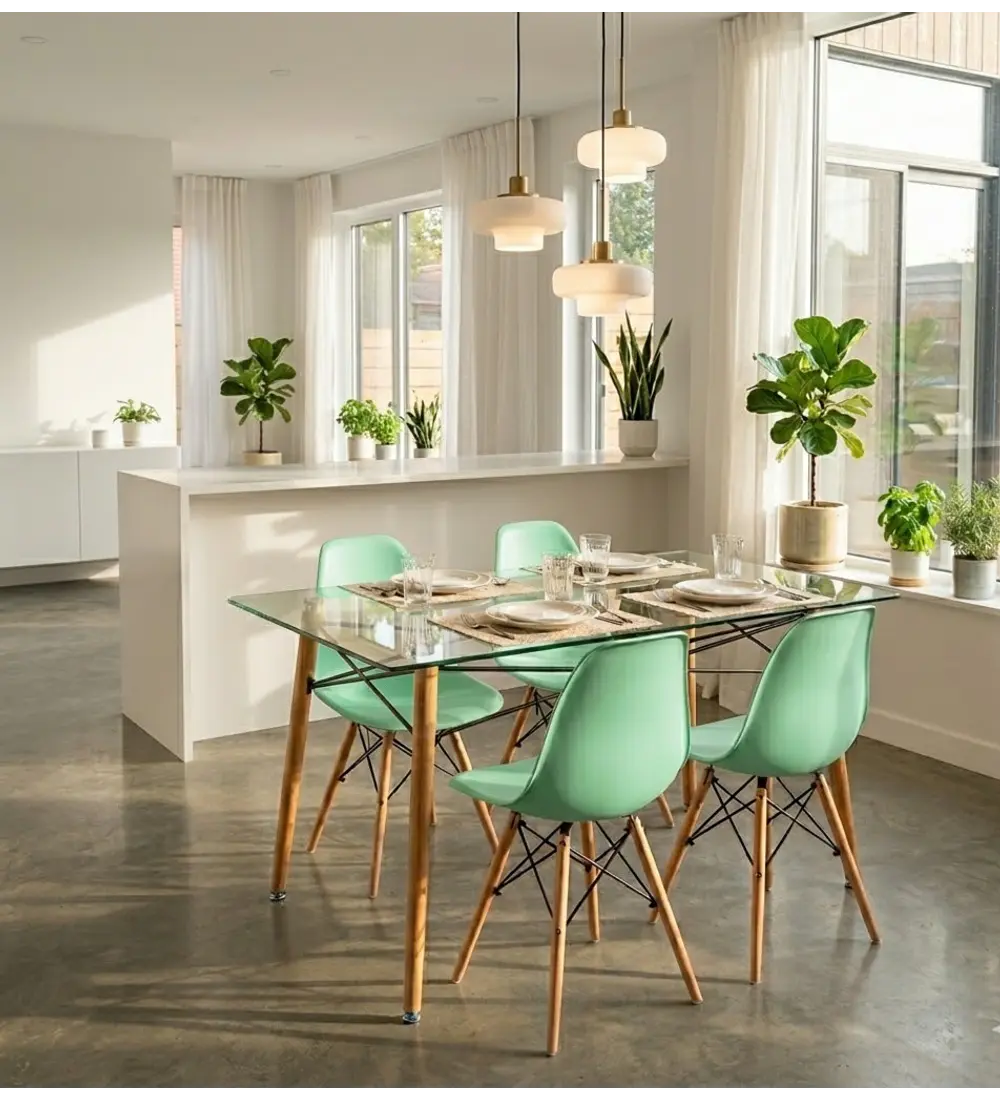 Mesa Crox 160x 90cms + 4 Sillas Eames Clasicas