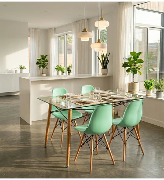 Mesa Crox 160x 90cms + 4 Sillas Eames Clasicas