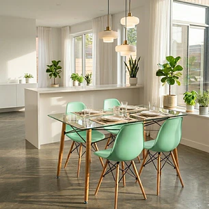 Mesa Crox 160x 90cms + 4 Sillas Eames Clasicas