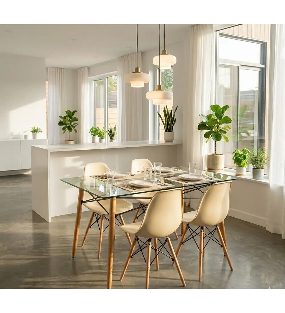 Mesa Crox 160x 90cms + 4 Sillas Eames Clasicas