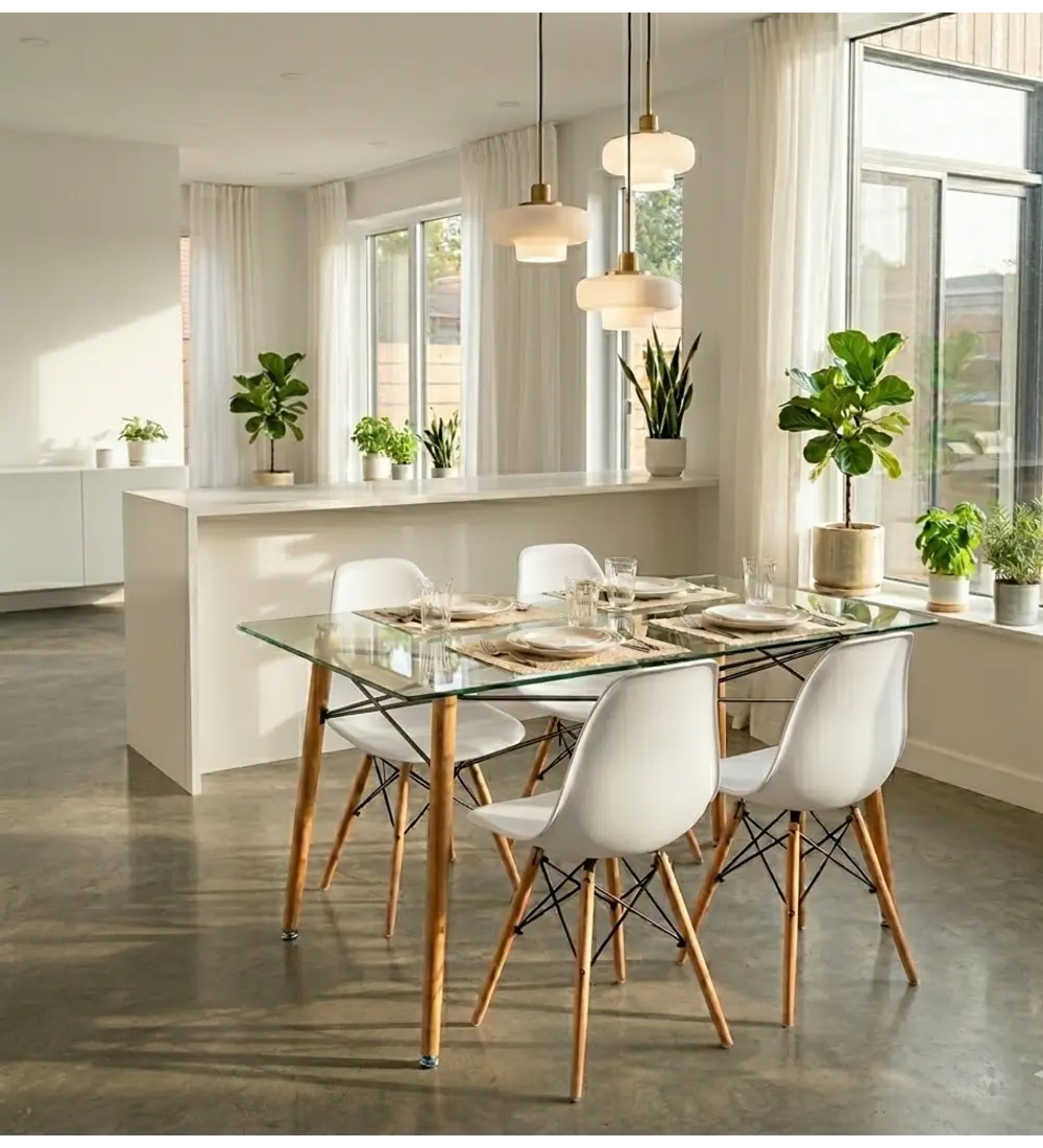 Mesa Crox 160x 90cms + 4 Sillas Eames Clasicas