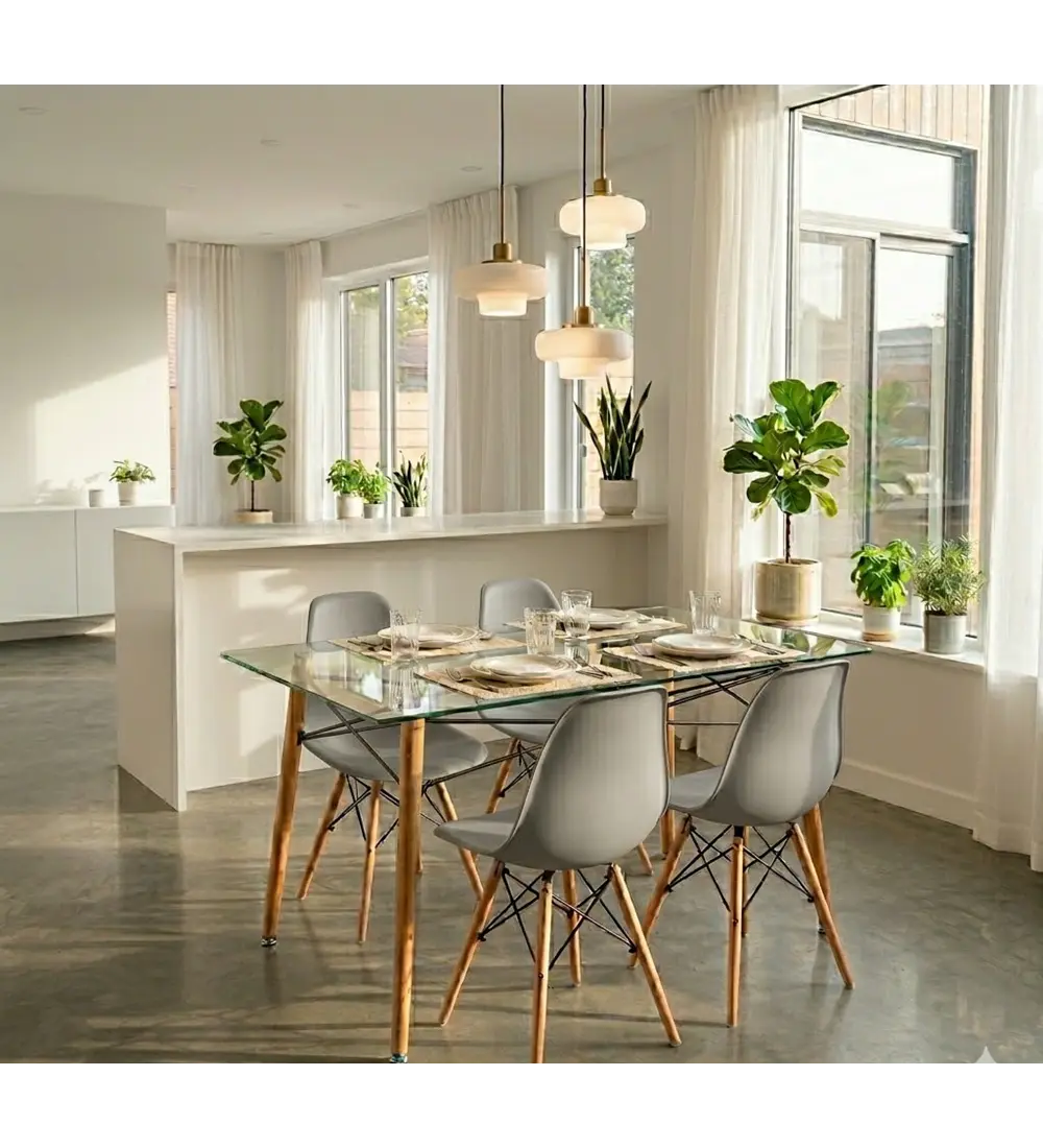 Mesa Crox 160x 90cms + 4 Sillas Eames Clasicas