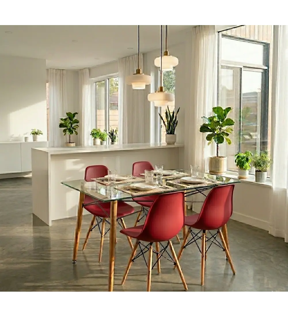 Mesa Crox 160x 90cms + 4 Sillas Eames Clasicas