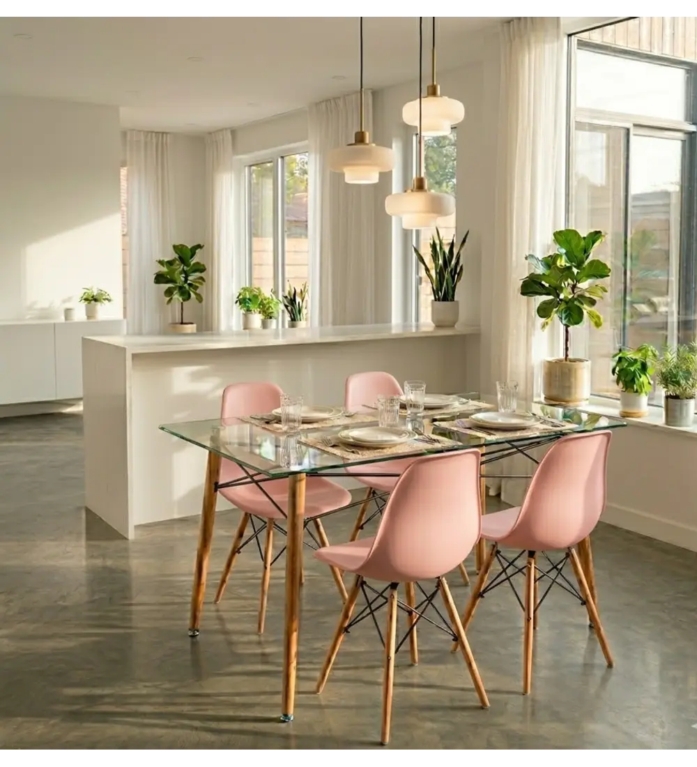 Mesa Crox 160x 90cms + 4 Sillas Eames Clasicas