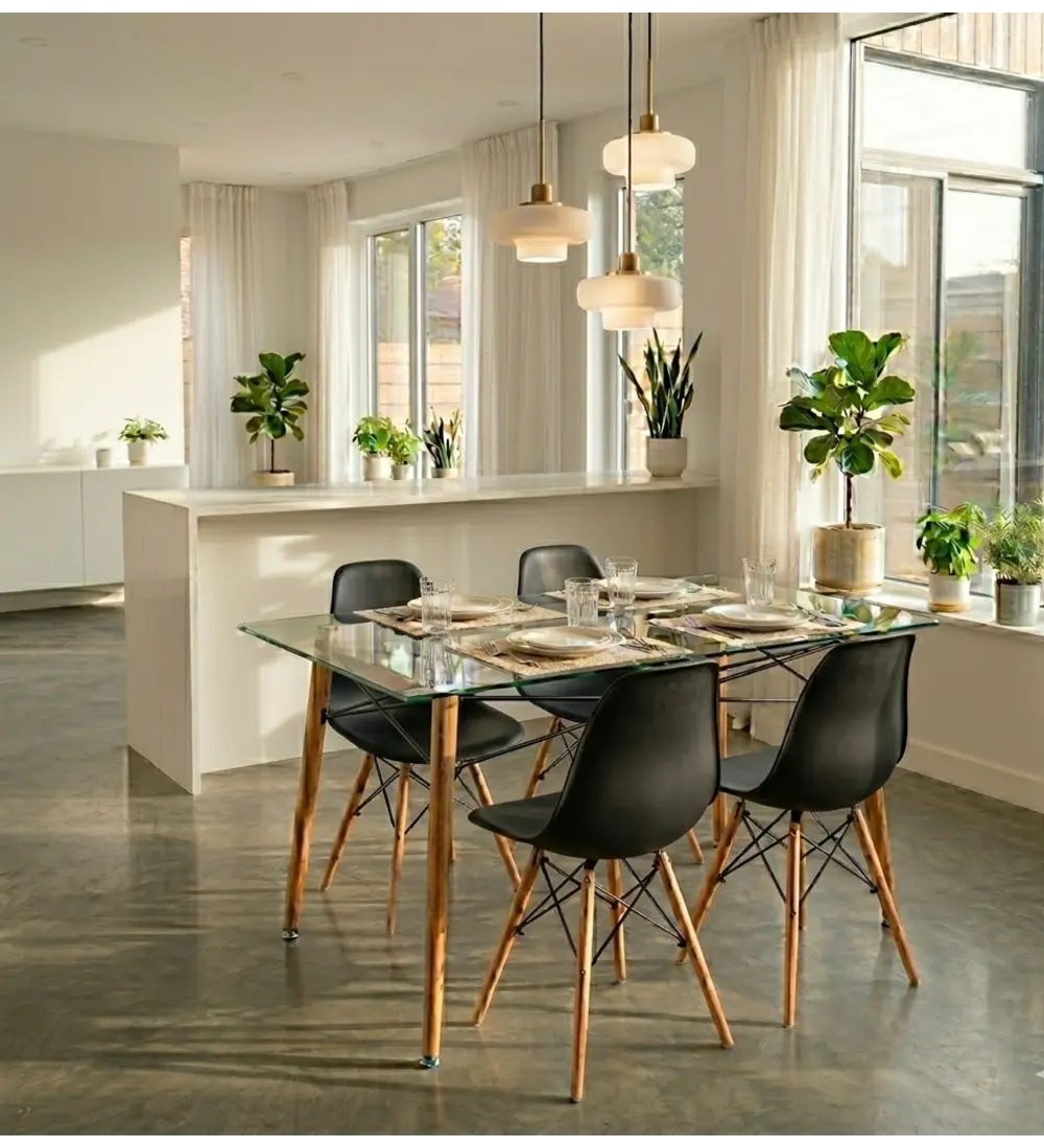 Mesa Crox 160x 90cms + 4 Sillas Eames Clasicas