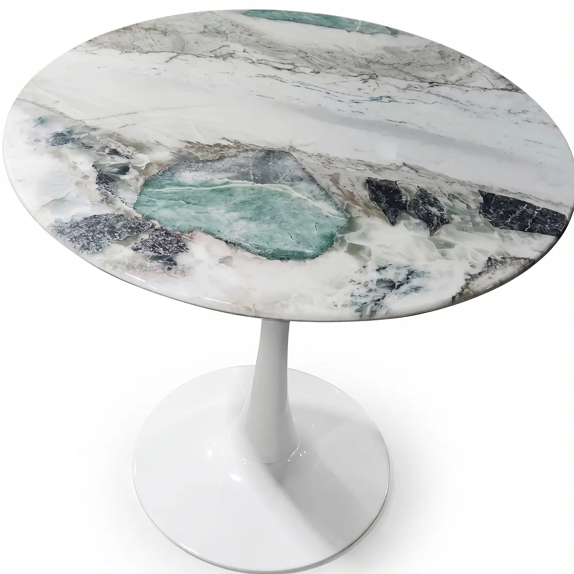 Comedor Mesa Tulip Marmol Stone 100cms + 4 Sillas Bread Gold 3