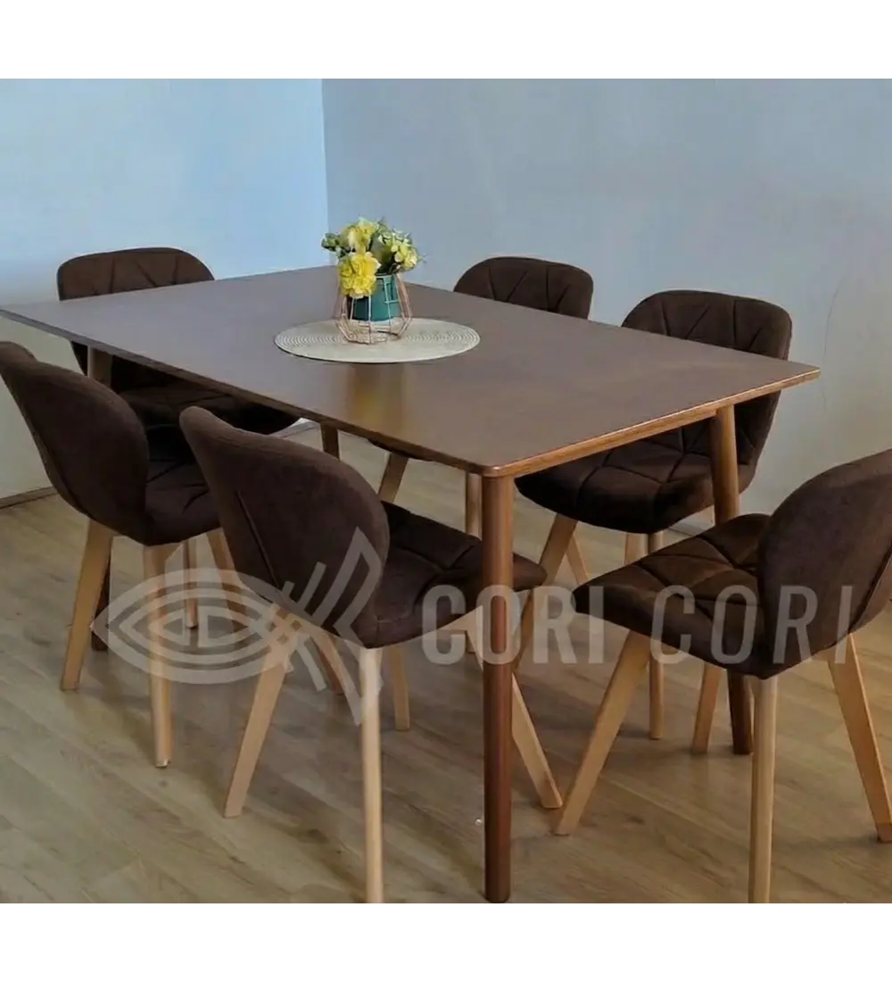 Comedor Mesa Vema 140x80cms  + 6 Sillas Mariposa Velvet