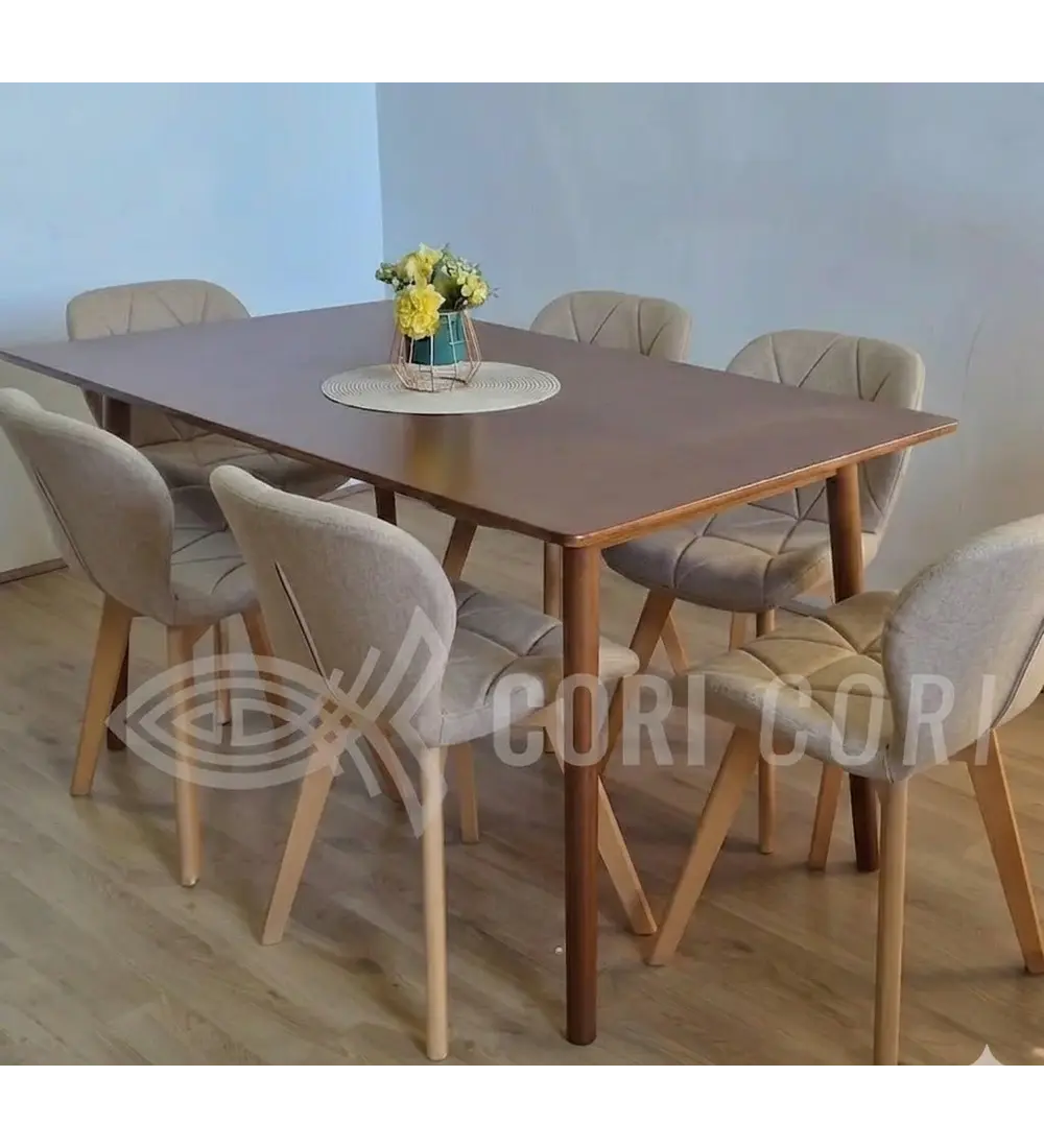 Comedor Mesa Vema 140x80cms  + 6 Sillas Mariposa Velvet