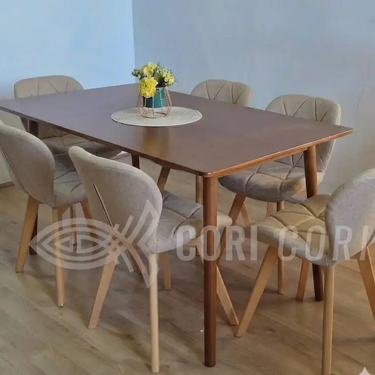 Comedor Mesa Vema 140x80cms  + 6 Sillas Mariposa Velvet 8