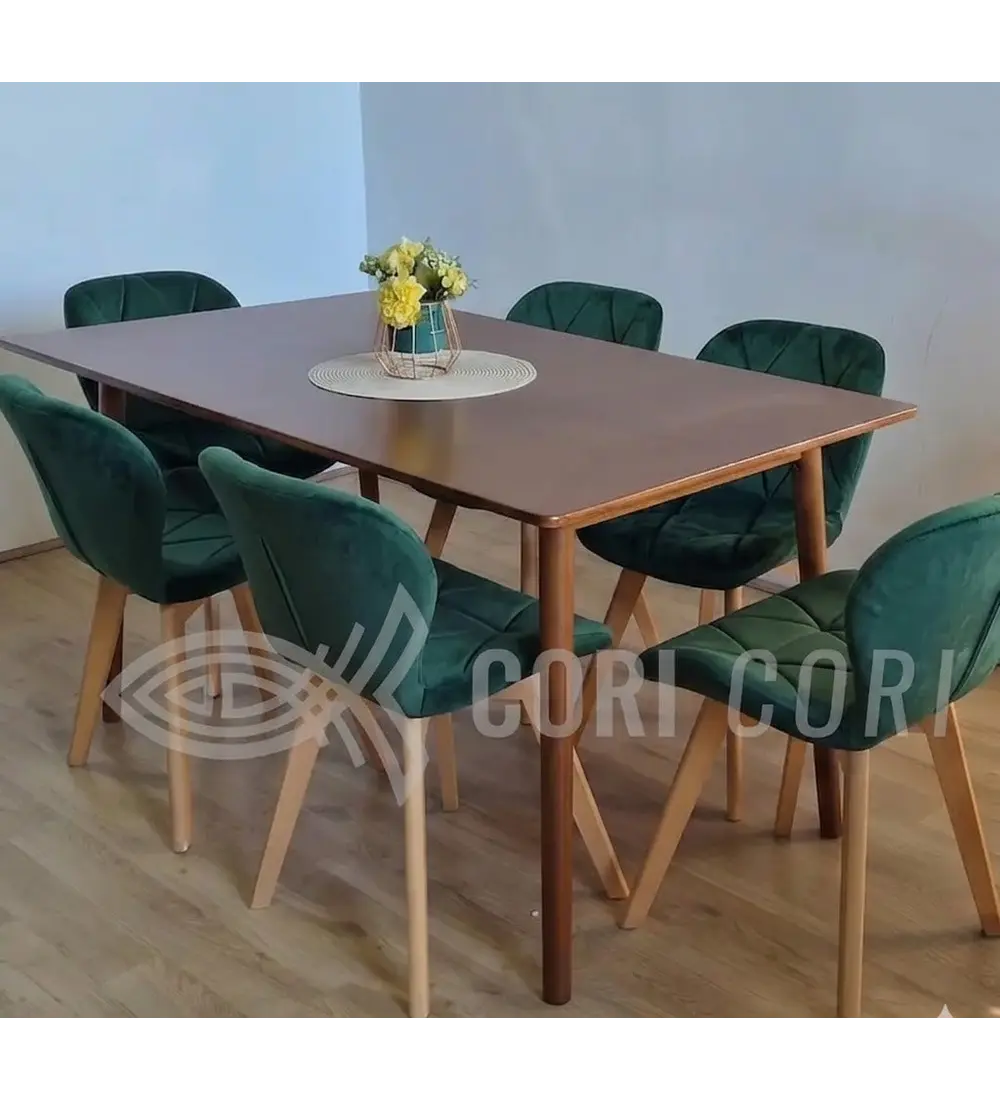 Comedor Mesa Vema 140x80cms  + 6 Sillas Mariposa Velvet