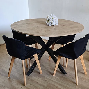 Comedor Warwick Rustica 120cm + 4 Sillas Mariposa Velvet