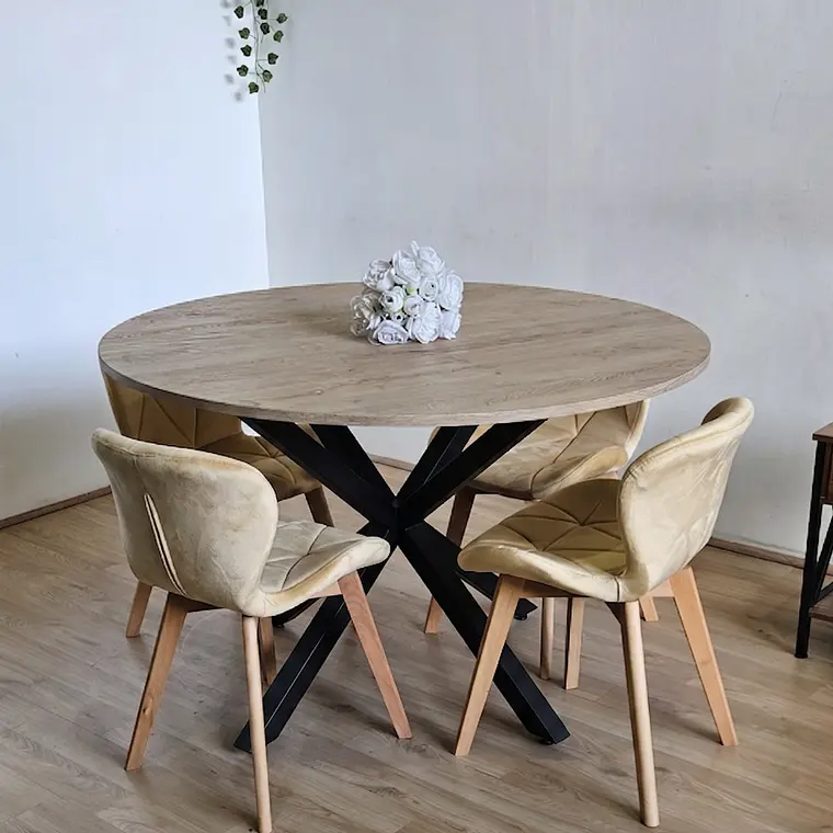 Comedor Warwick Rustica 120cm + 4 Sillas Mariposa Velvet 6