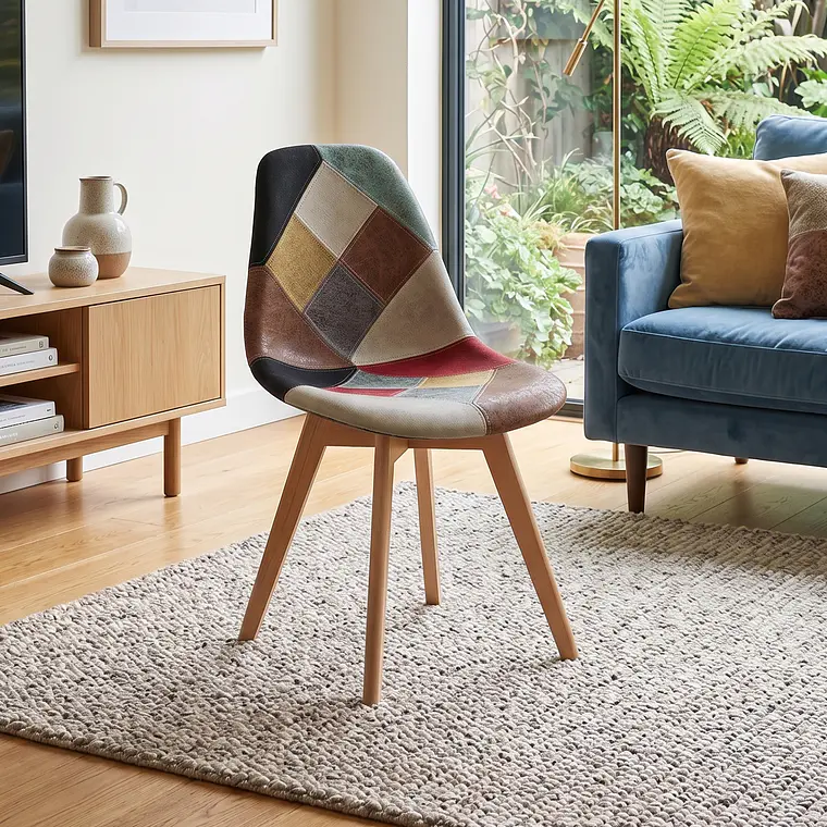 Comedor Eames Wood 100cms + 4 Sillas Patchwork Davinci 4