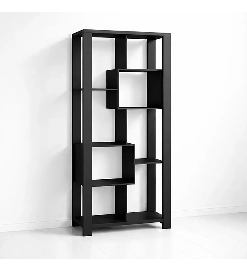 Estantería Prisma Noir Librero Geométrico Moderno - Negro