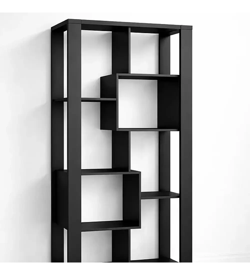 Estantería Prisma Noir Librero Geométrico Moderno - Negro