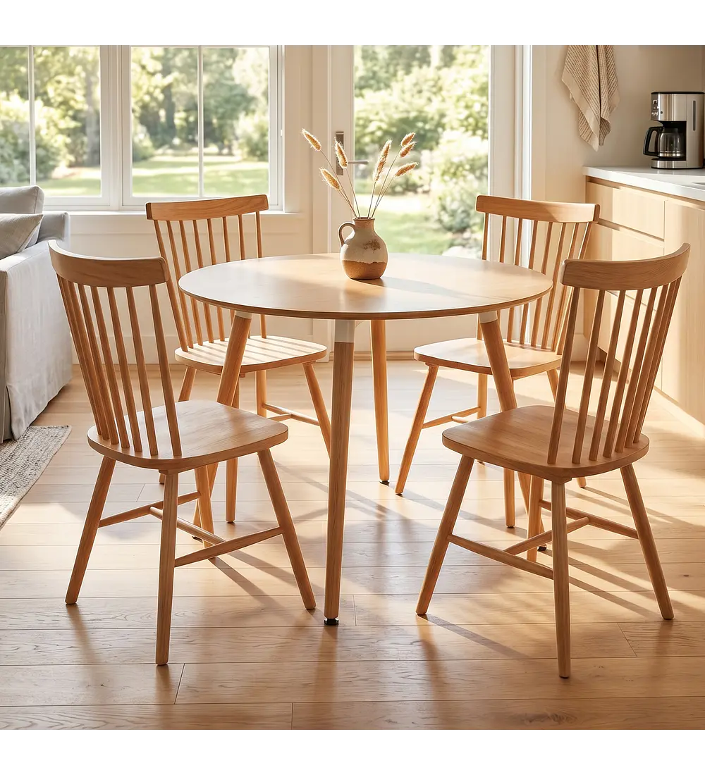 Comedor Mesa Aura 100cms + 4 Sillas Windor Madera