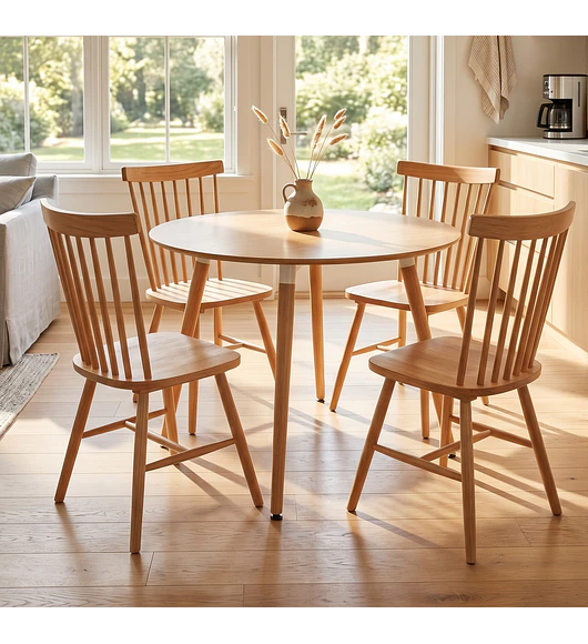 Comedor Mesa Aura 100cms + 4 Sillas Windor Madera