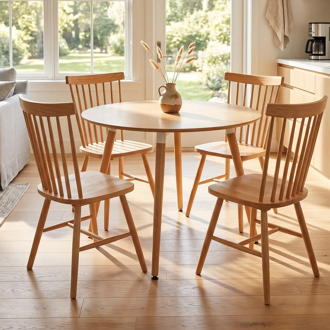 Comedor Mesa Aura 100cms + 4 Sillas Windor Madera 1