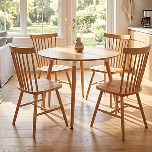 Comedor Mesa Aura 100cms + 4 Sillas Windor Madera