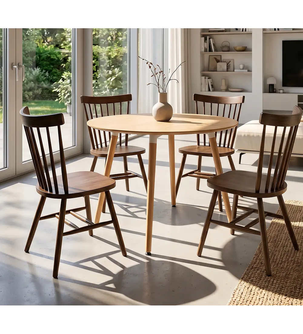 Comedor Mesa Aura 100cms + 4 Sillas Windor Madera