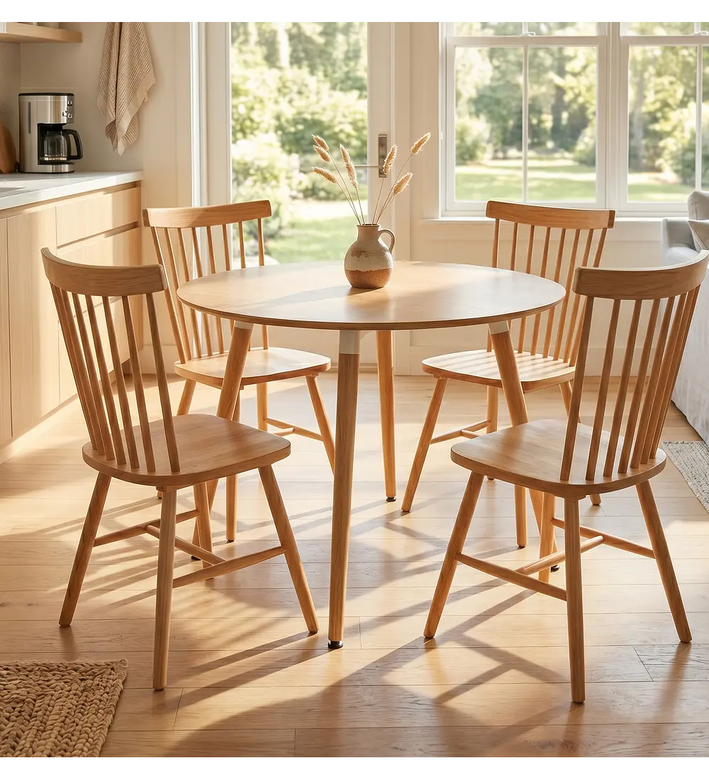 Comedor Mesa Aura 100cms + 4 Sillas Windor Madera