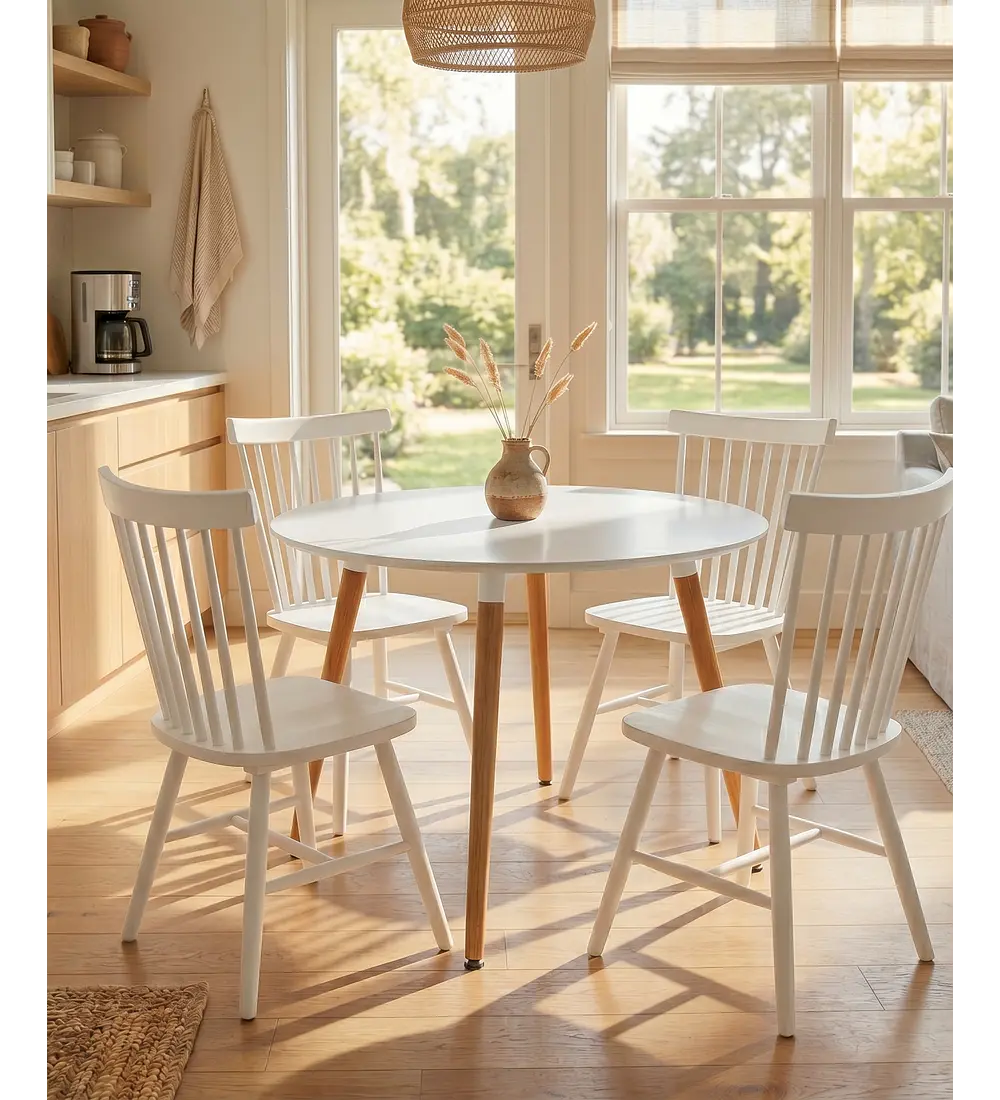 Comedor Mesa Aura 100cms + 4 Sillas Windor Madera