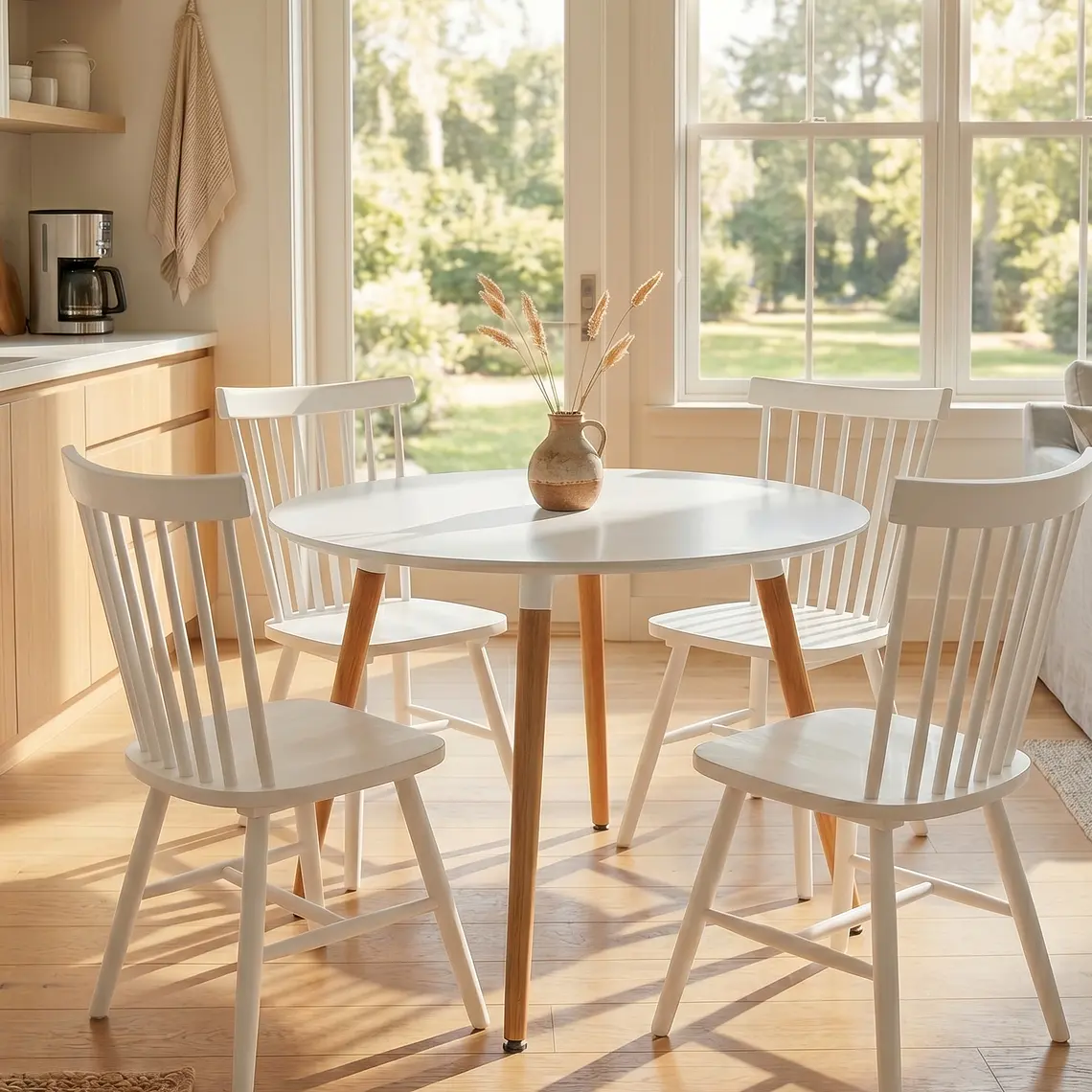 Comedor Mesa Aura 100cms + 4 Sillas Windor Madera 5