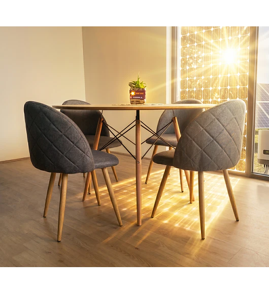 Comedor Mesa Wood 100cm + 4 Sillas Bread Lino Wood