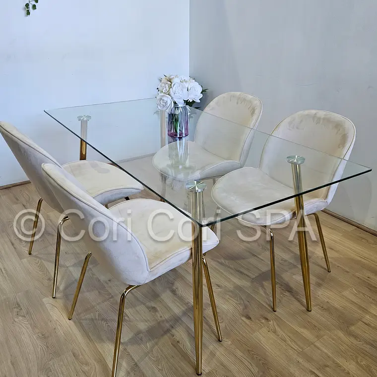 Comedor Rubi Gold 160x80cms + 4 Sillas Beetle 32