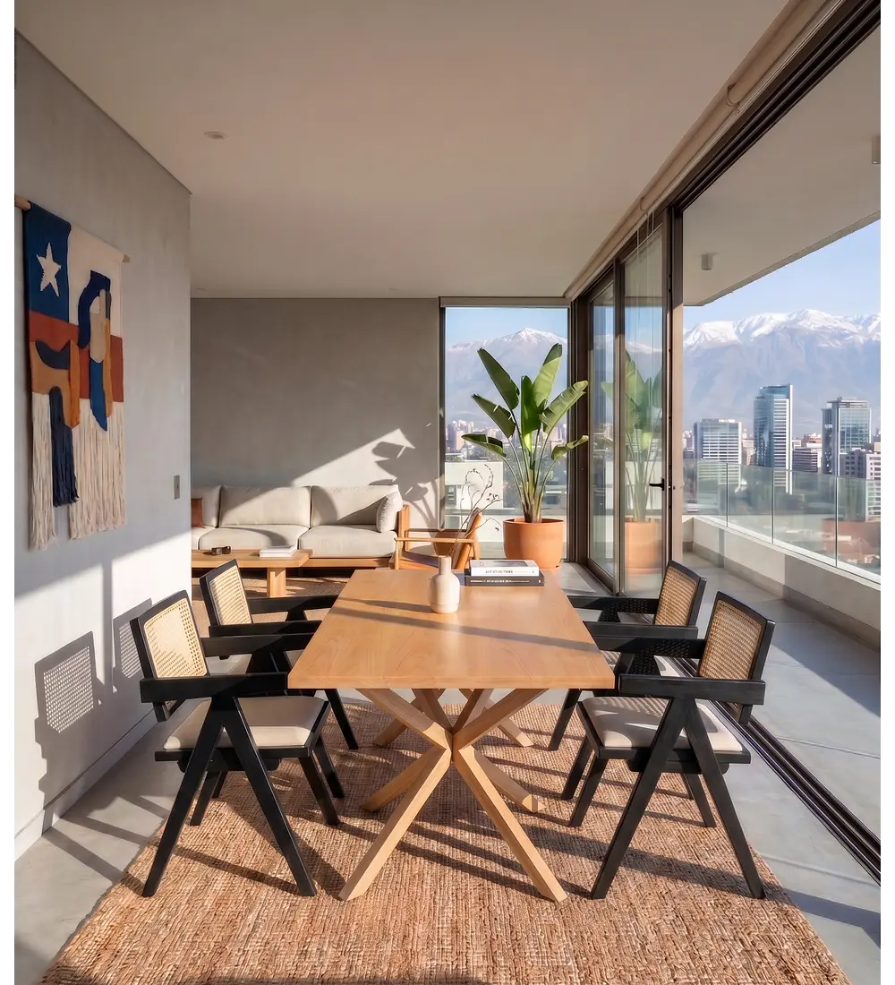 Comedor Madrid Wood 140x80cms + 4 Sillas Chandigarth con Cojin