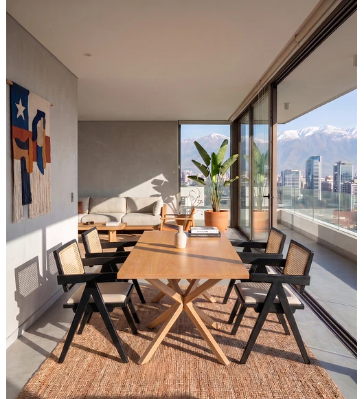 Comedor Madrid Wood 140x80cms + 4 Sillas Chandigarth con Cojin
