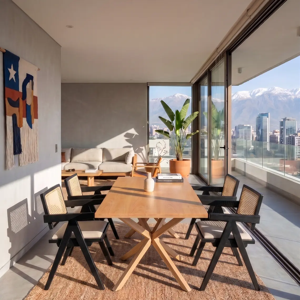 Comedor Madrid Wood 140x80cms + 4 Sillas Chandigarth con Cojin 1