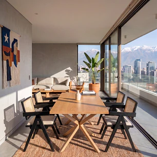 Comedor Madrid Wood 140x80cms + 4 Sillas Chandigarth con Cojin