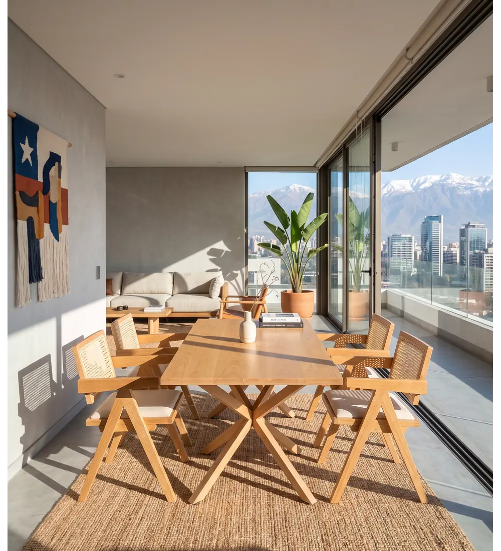 Comedor Madrid Wood 140x80cms + 4 Sillas Chandigarth con Cojin