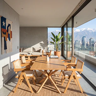 Comedor Madrid Wood 140x80cms + 4 Sillas Chandigarth con Cojin