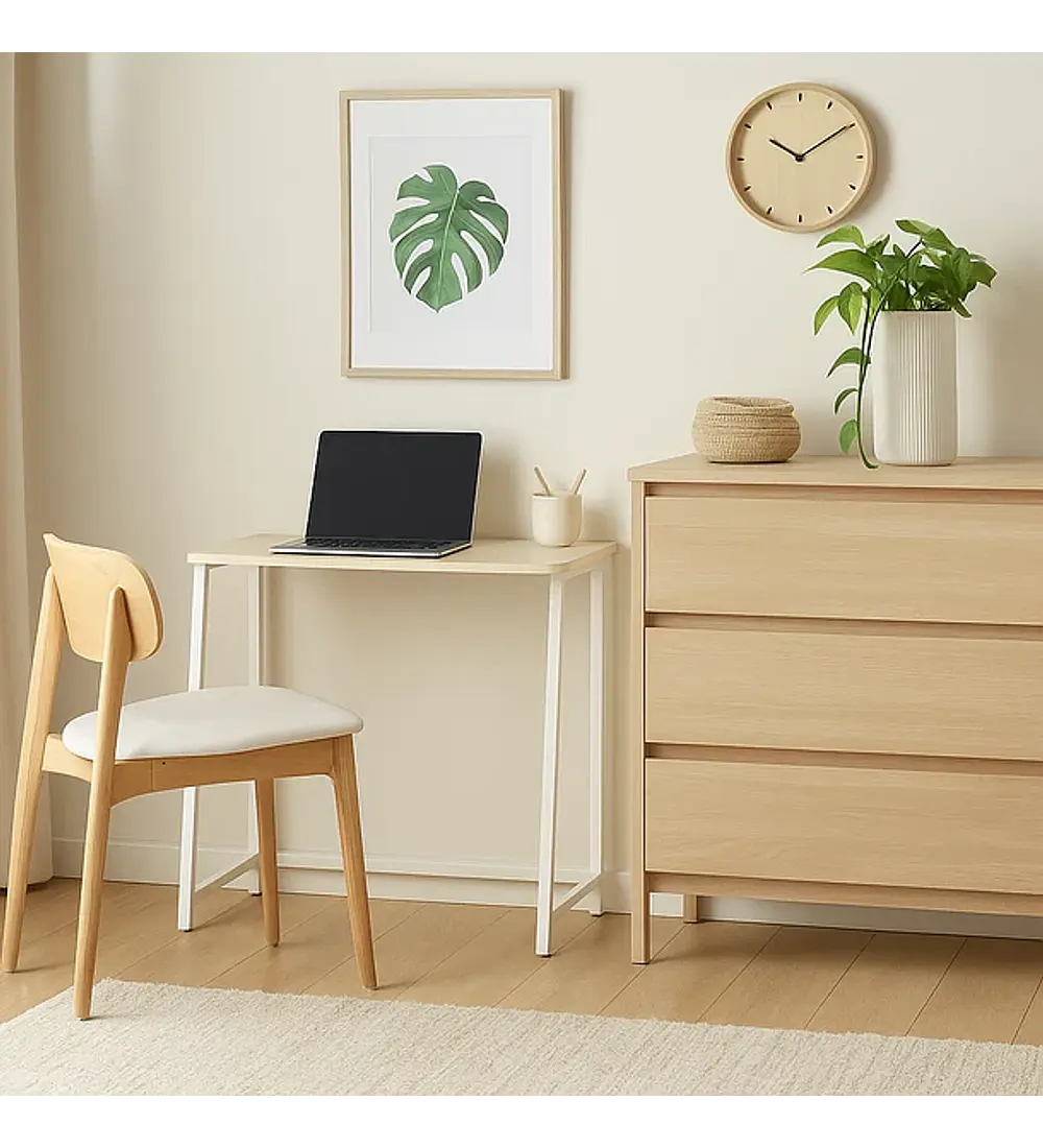 Escritorio Flex Compacto Mdf - Natural Blanca